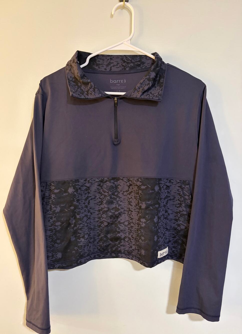 Barre3 Large Quarter Zip Pullover Animal Print Cropped Activewear Top